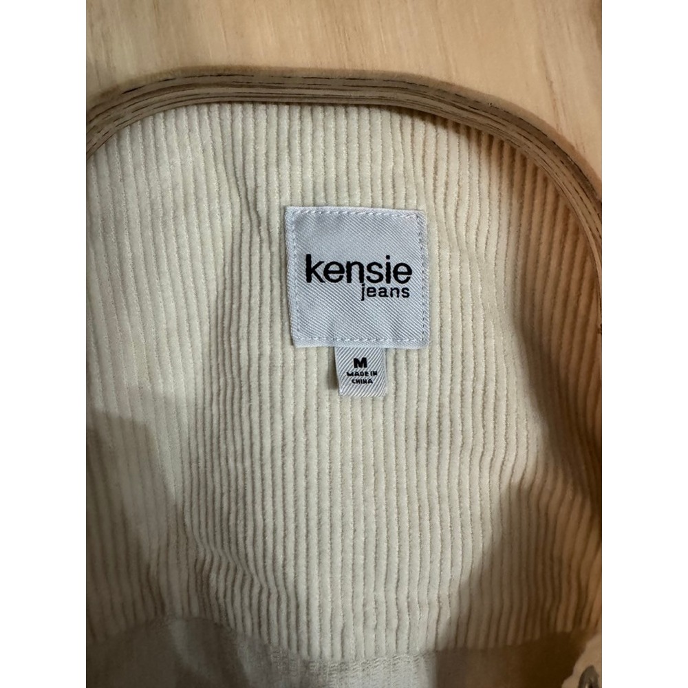 Kensie Jeans Cream Corduroy Button Down Shirt Womens Medium Off White Snap Front - Picture 3 of 8